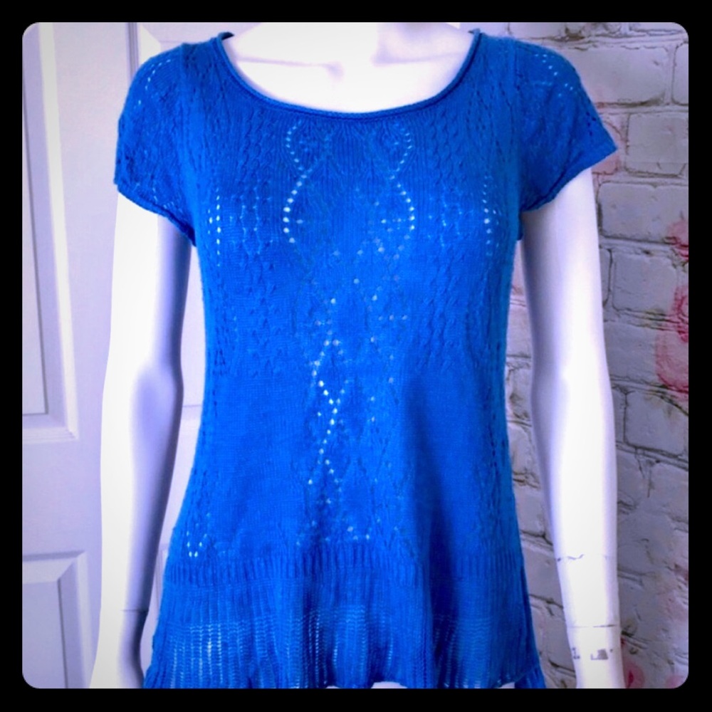 Blue Anthropologie Crochet Top